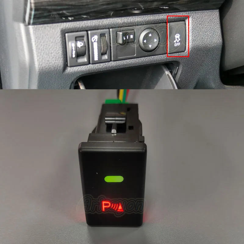 Red and Green Light Car P-Radar Parking Sensor Button Switch with Connecting Wire for ISUZU MU-X / D-MAX Auto Accessories