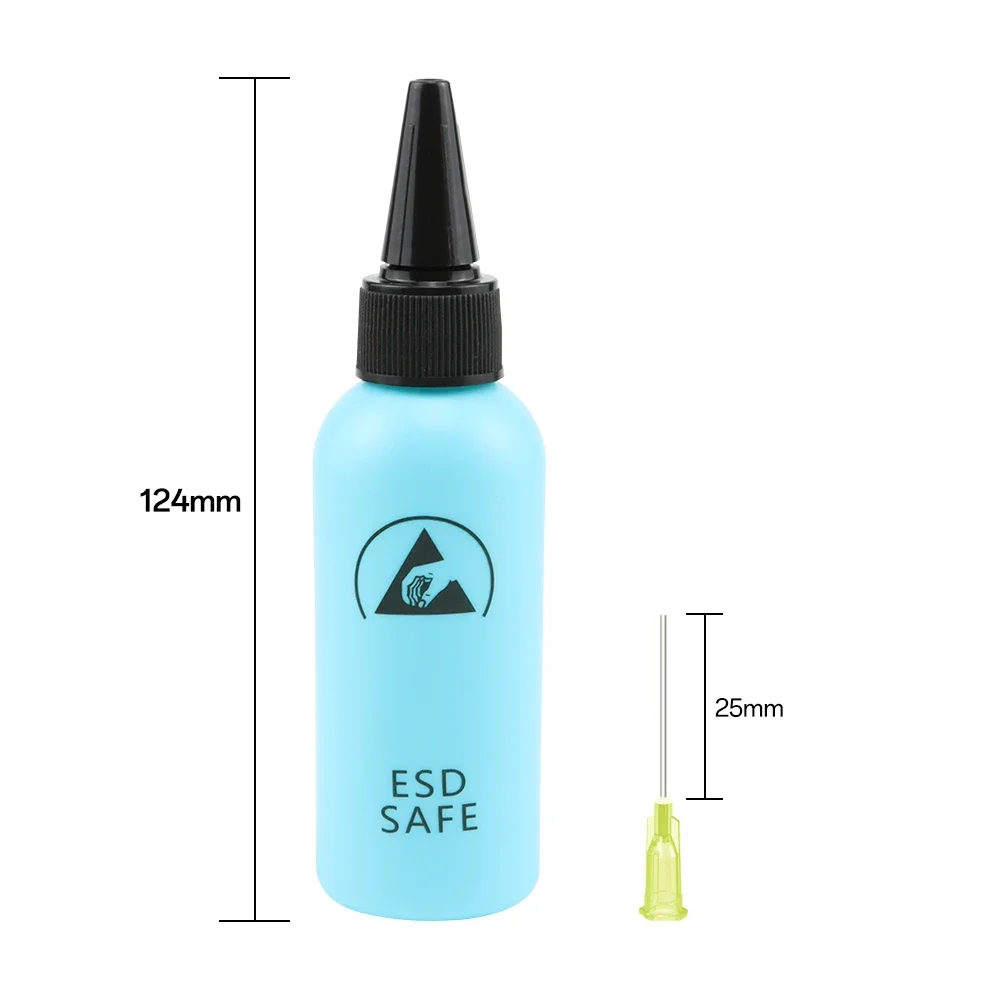 60ml Needle Tip Dispensing Bottle, Anti-static Liquid Squeeze Bottle with Precision Applicator Needle for Alcohol Solvent Repair