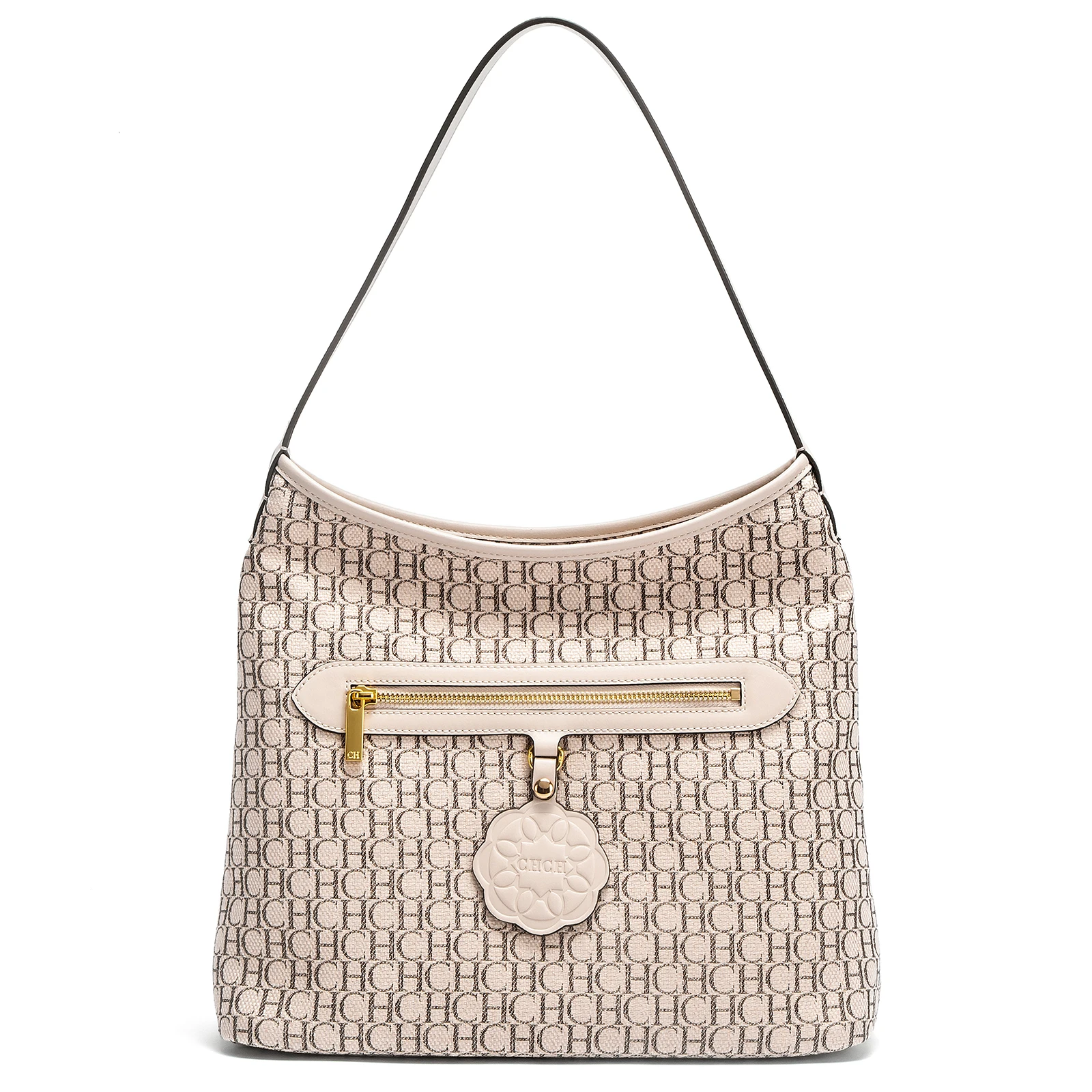 CHCH Women's Fabric Tote Bag, Beige 14L Large Capacity Single Shoulder Handbag, Casual Daily Shopping Work Shoulder Purse