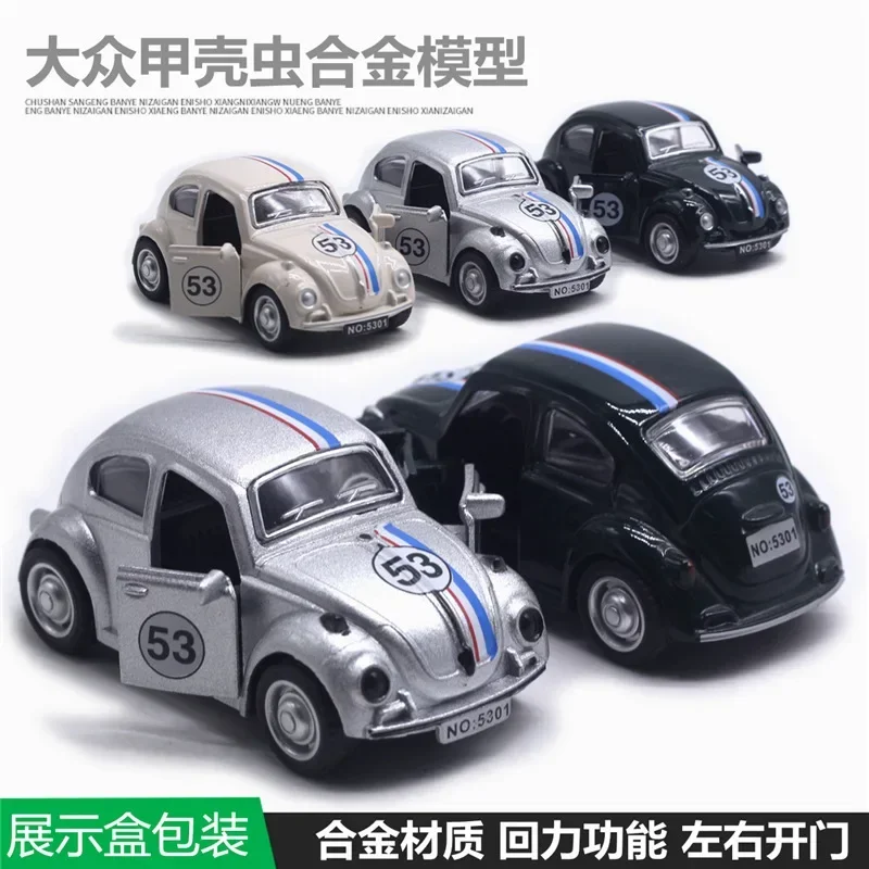 Volkswagen Beetle-Modell aus Legierung im Maßstab 1:43, Automodell zum Öffnen der Tür, Kuchendekoration, Geschenksammlung für Kinder