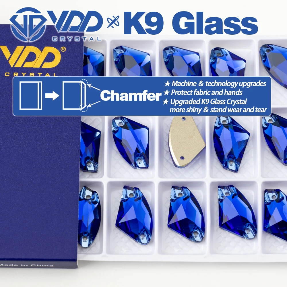 VDD S118 Saphir Galaktische Spitzenqualität K9 Glas Aufnähbare Strasssteine Kristall Flache Rückseite Nähsteine für Kleidungsdekorationen – Detail 2
