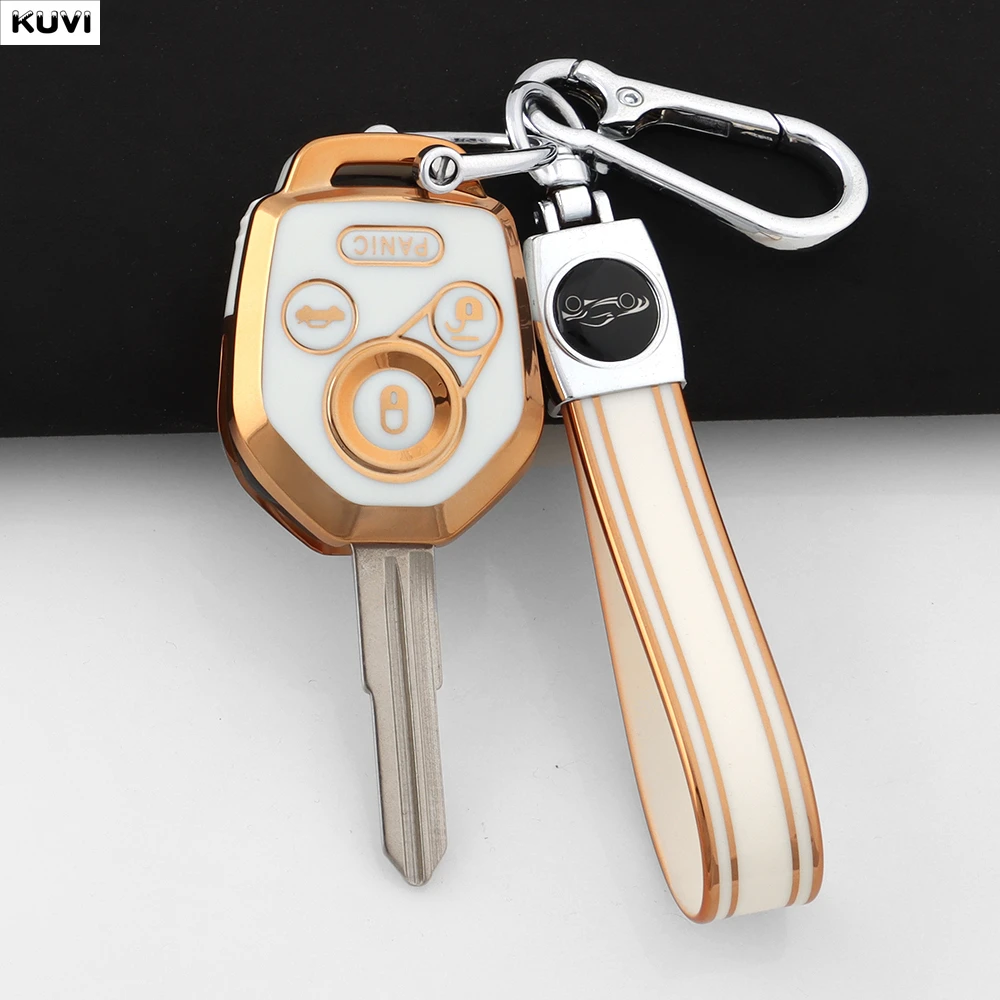 TPU Car Key Case Cover Shell Fob Holder 4 Buttons For Subaru Tribeca Forester WRX XV Outback Legacy Impreza Crosstrek Keychain