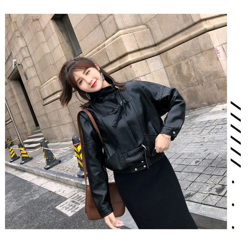 Or Bla Jaet in pelle da donna Casual Sle Primavera Autunno Nuova versione coreana Cappotto da donna ampio e adatto