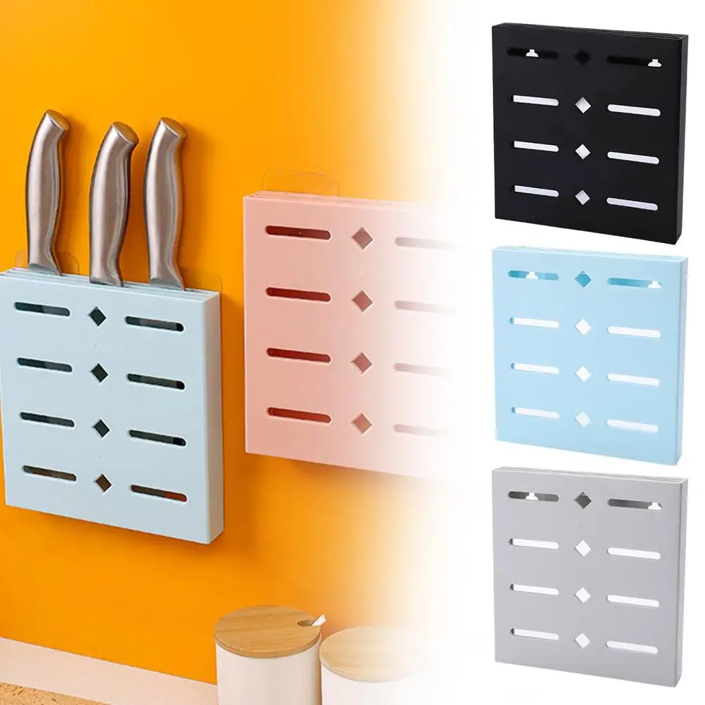 Wall-mounted Kitchen Knives Storage Rack Household Punch-free Organizer Multifunctional Holder Knife Rack Utensils Organize P8O1