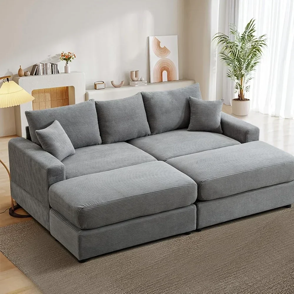 

Sectional Sofa Couches for Living Room, Modern Convertible Modular Couch with 2 Pillows, 83'' L Shaped Couch with Ottoman