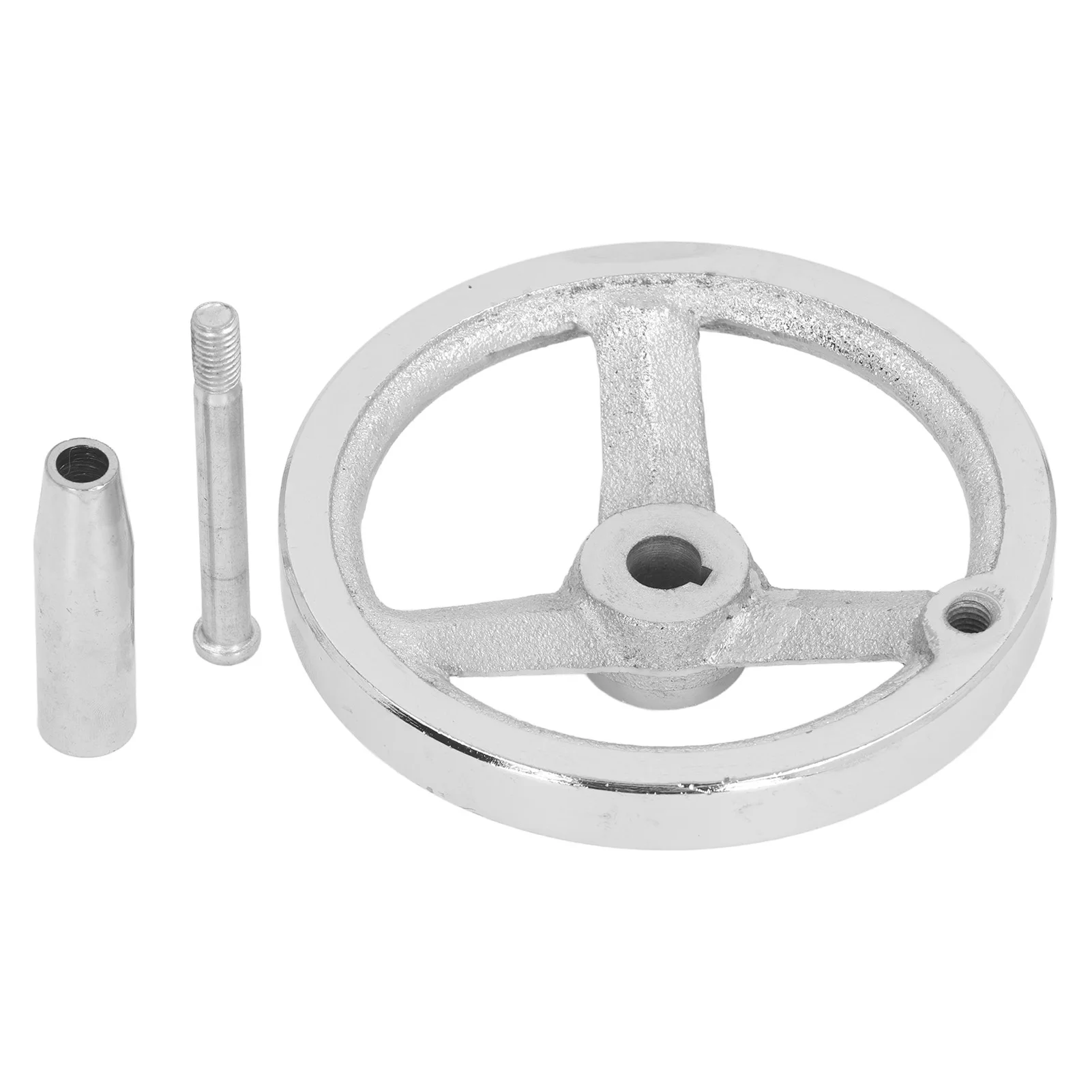 3 Spoke 12x125MM Lathe Hand Wheel with Revolving Handle Cast Iron Round Handwheel for Lathe Milling Grinding Machine