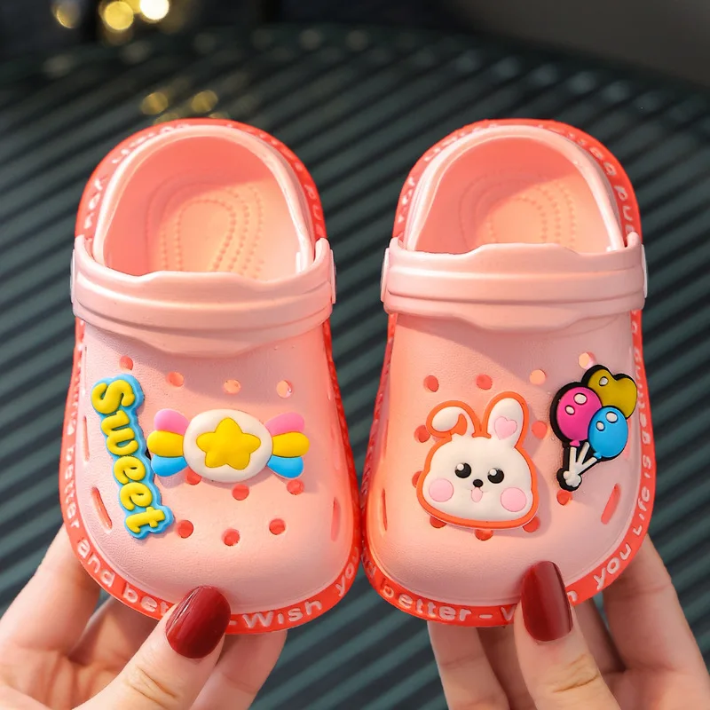 Summer Kids Sandals Hole Children's Shoes Slippers Soft Anti-Skid Cartoon DIY Design Hole Baby Shoes Sandy Beach For Boys Girls