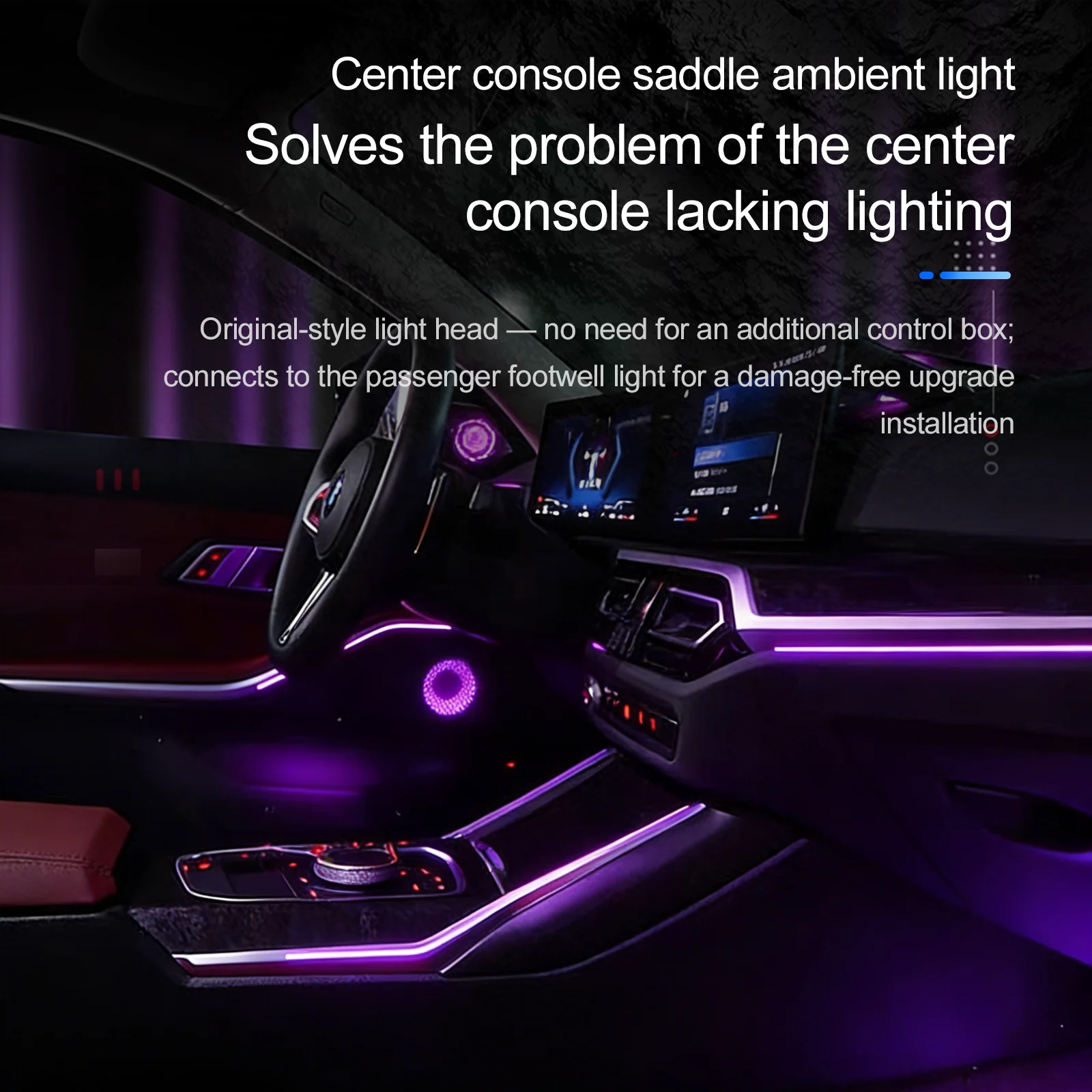 Center Console LED Ambient Light Atmosphere Lamp, Interior Decoration Light for BMW 3 4 Series M3 M4 M5 2025 G20 G22 G80 G82 G90