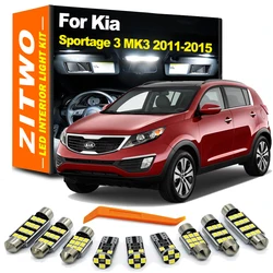 ZITWO 10Pcs Car Indoor Lamp For Kia Sportage 3 MK3 2011 2012 2013 2014 2015 LED Bulb Interior Dome Map Sun Visor Trunk Light Kit