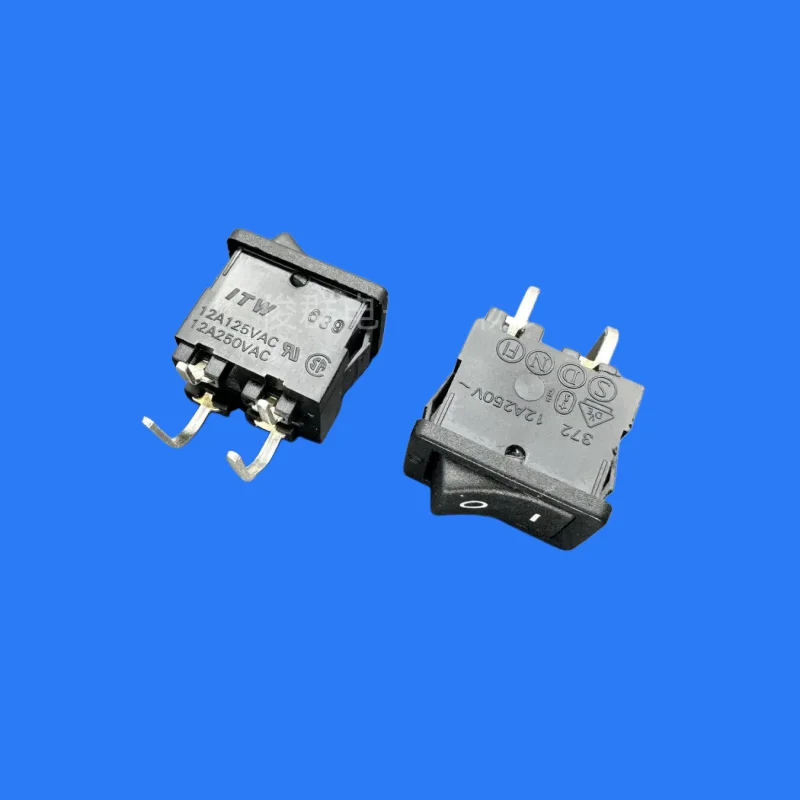 5pcs/imported US ITW high current rocker switch 372 12A250V rocker 4-pin 2-gear bent power button