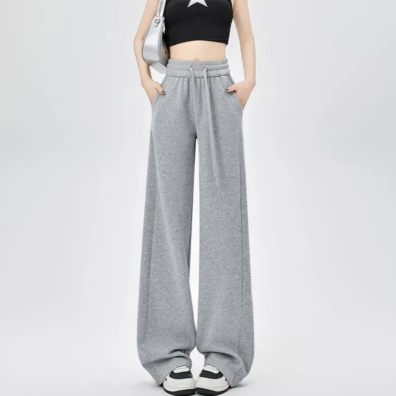 Women's Spring Autumn 2024 New High-Waisted Draped Bell Bottoms Lulu Casual Trendy Sweatpants Banana Pants