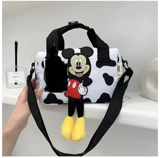 Disney Mickey Casual Cartoon Anime Messenger Bag Portable Mickey Mouse One Shoulder Girl Fashion Simple Versatile Bucket Gift