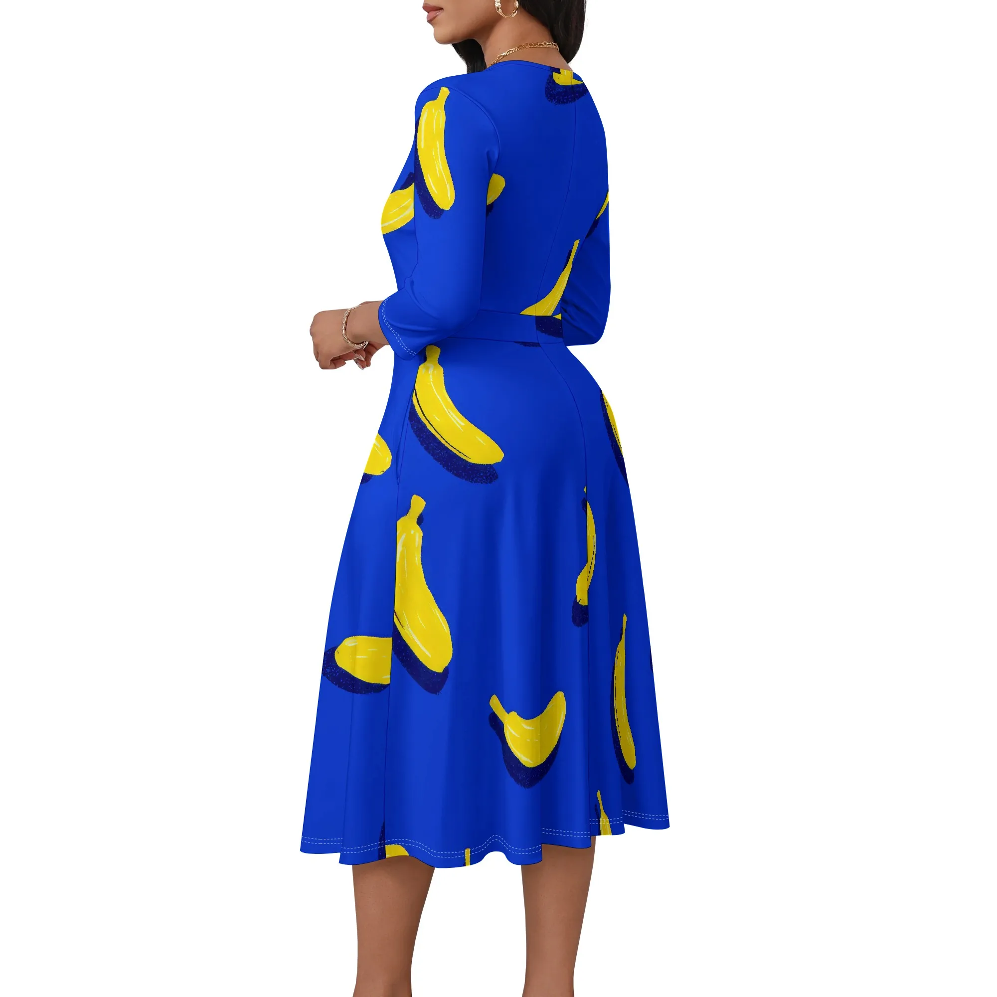 Magritta Midi Dresses for Women Casual 3/4 Sleeve Wrap Dress Plus Size Curvy Cocktail Dresses with Pockets