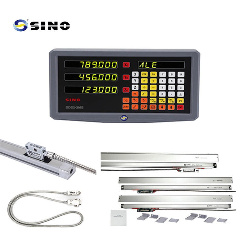 SINO SDS2-3MS Ditron Dro Digital Readout With Linear Glass Scale For Lathe/milling/boring Machine Measuring Tool IP64