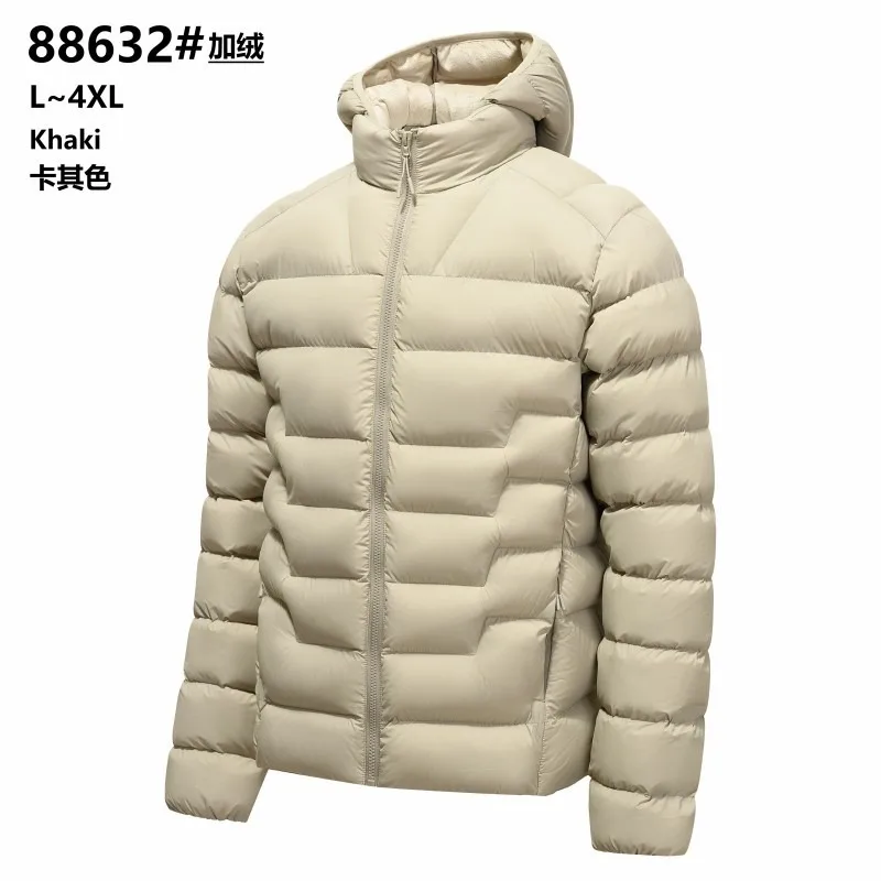 Men Check Hooded Lightweight Down Alternative Coat Multi Color Warm Zip Up Winter Casual Outerwear