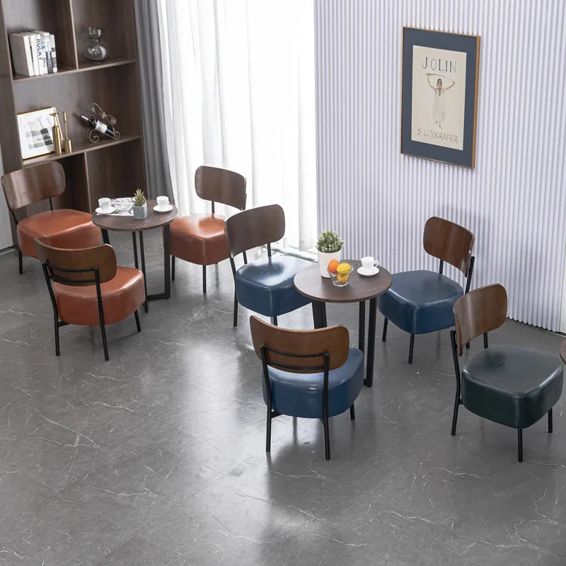 @#Tea Shop Cafe Lounge Seating Western Restaurant Office Minimalist Solid Wood Furniture Set Small