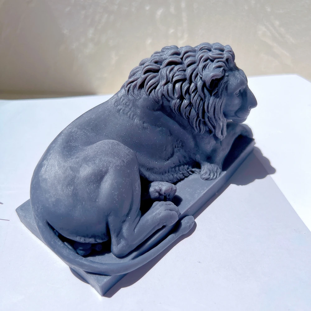 3D Charm Lions Statue Silicone Candle Mold Animal Sculpture Silicone Mould Figure Minimalist Desk Decor