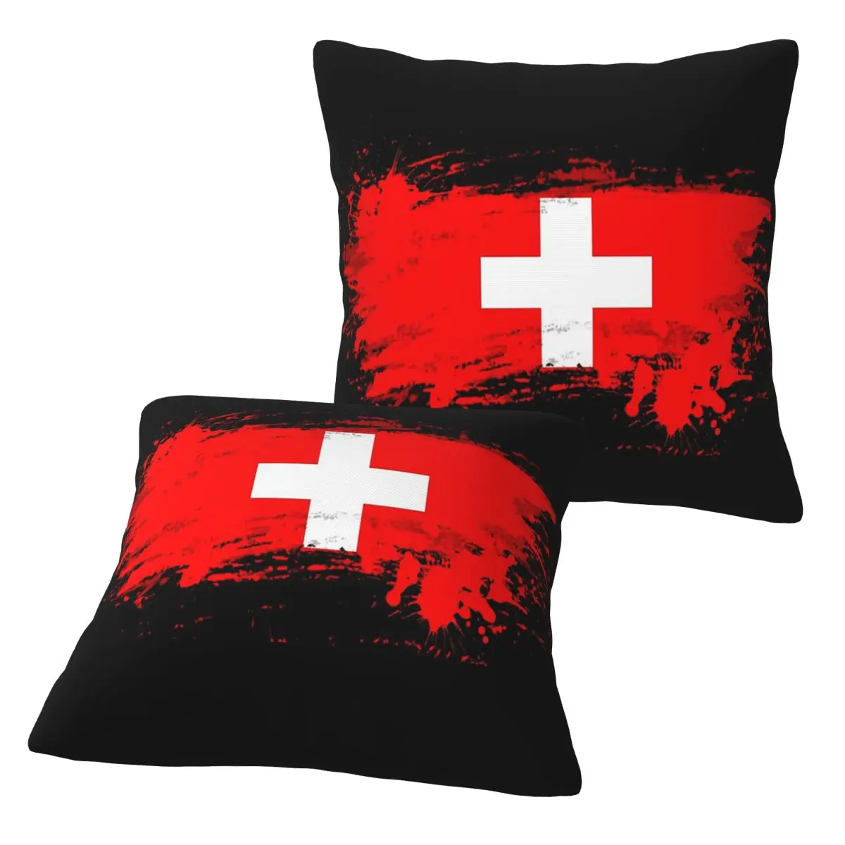 Swiss Switzerland Flag 2 pcs Square Pillowcase Pillow Cover Cushion Decor Comfort Throw Pillow for Home Bedroom