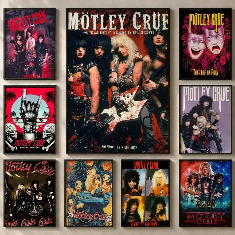 Band M-Motley CrueS Poster Art  Self-Adhesive No Glue Residue Wall Sticker for Home Office Nursery