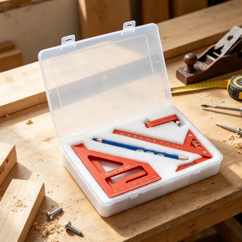 Woodworking Measuring Tool 200mm Aluminum Alloy Angle Ruler with Pre-Set Markers at 22.5 30 45 60 67.5 75 90 Degrees