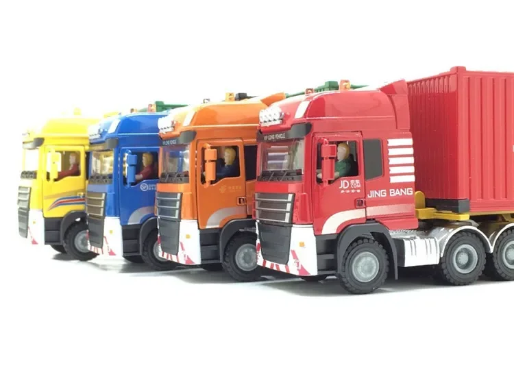 [Funny] 1:50 Alloy container truck Semi trailer truck transport simulation toy car Collection model toys kids boy birthday gift