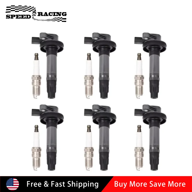 

7T4E-12A375-ED 6 шт. свечей зажигания и 6 шт. пакетов катушек зажигания для Mercury Sable 2008-2009 гг. 3.5L 2009-2014 Lincoln MKS 3.7L V6 черный