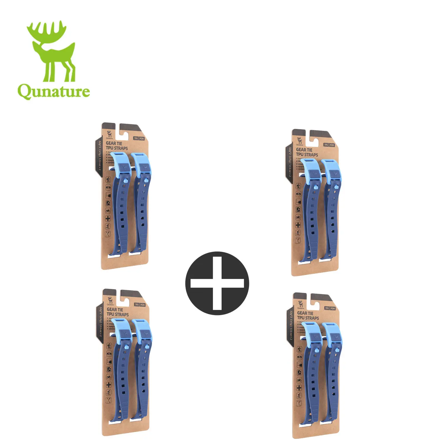 Qunature 8Pcs/set TPU Cable Tie Multifunctional Cycling Tie-down Strap Wrap-around Design Resistant High Strength Strap Outdoor