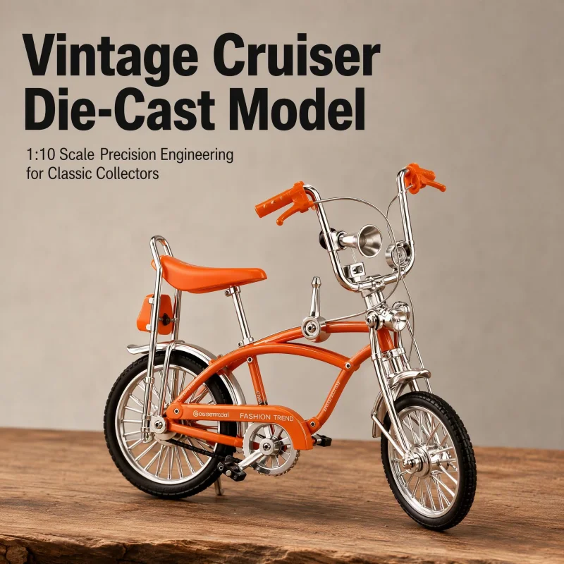 1:10 Retro Cruiser Alloy Bicycle Model, Die-Cast Bicycle, Desktop Collectible Display Ornament