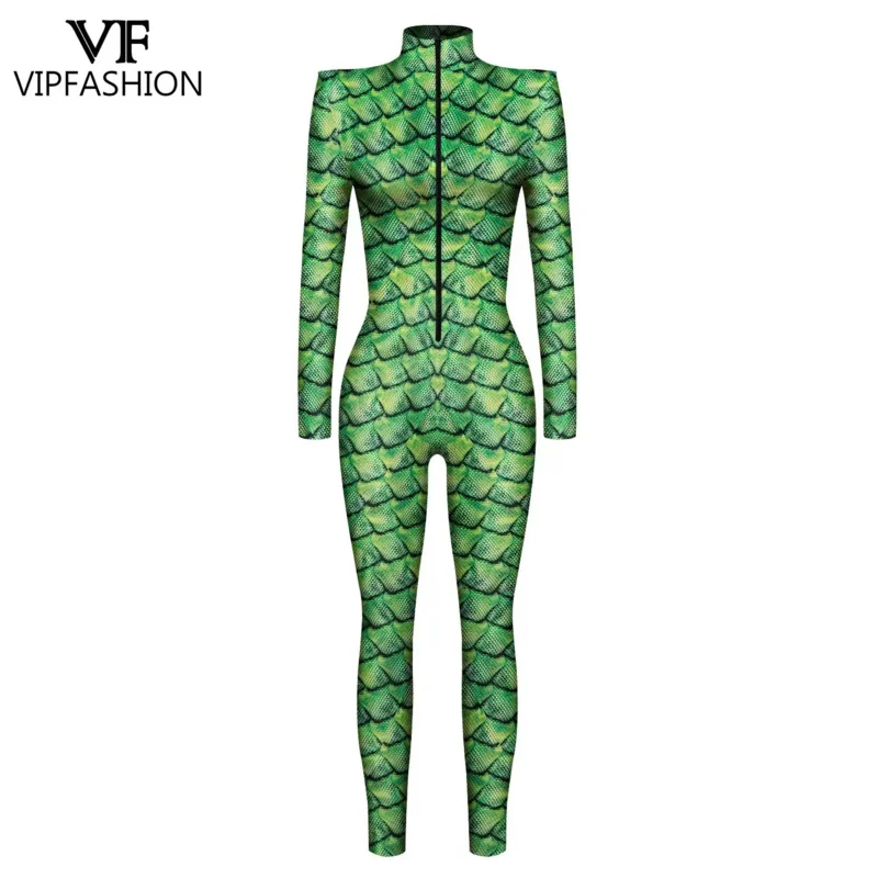 Bodys sexy à motif de serpent pour femmes, mode VIP, impression numérique 3D, body Zentai pour dames, fermeture éclair 303, serré, manches longues