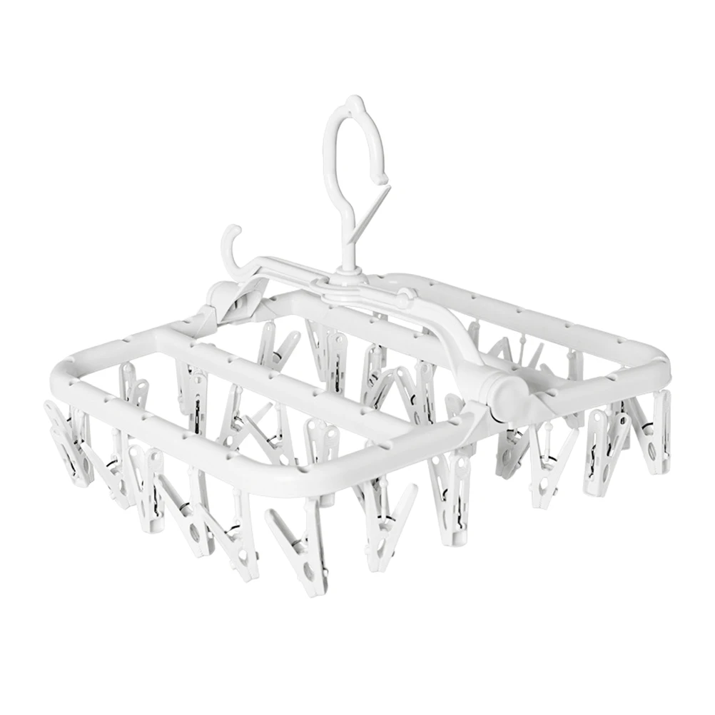 

Anti Slip Clothes Rack Foldable Hangers Clips Drying Socks Pants Dress Man Laundry Holder Sturdy Plastic Cap Organizer Space