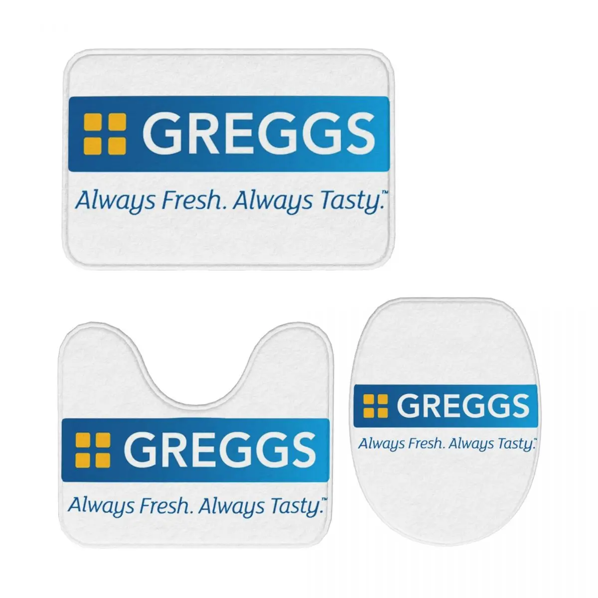 

Трендовый логотип Greggs (13) 3-х шт. Коврик для ванной комнаты Набор для ванной комнаты Крышка унитаза Домашний декор Нескользящий ковер Напольный коврик