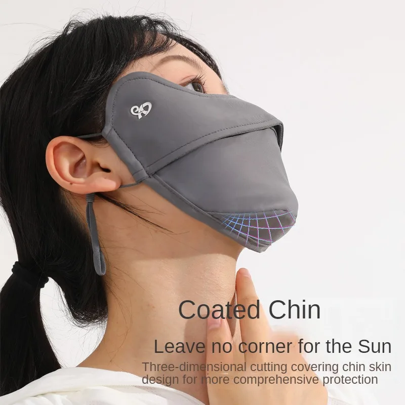 Outdoor Sports 1 Pc Summer Ice Silk Sunscreen Face Sun Protection Forehead Thin Section Breathable Anti Ultraviolet Face Mask