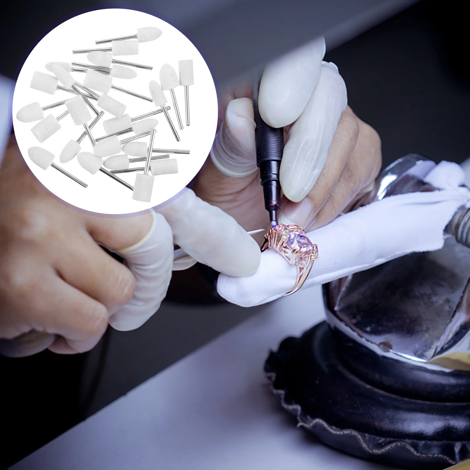 

25Pcs Wool Felt Grinding Heads Polishing Bits Buffing Wheels Sturdy Polisher Tools for Nail Jewelry Watch Buffing Grinding