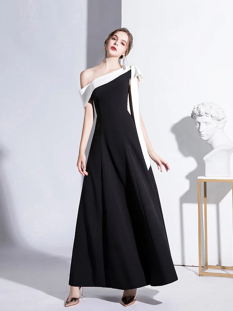 Grace Fashion Daily Dress One Shoulder Celebrity Temperament Party Dress Bridesmaid Wedding Evening Dress Host Graduation Dress