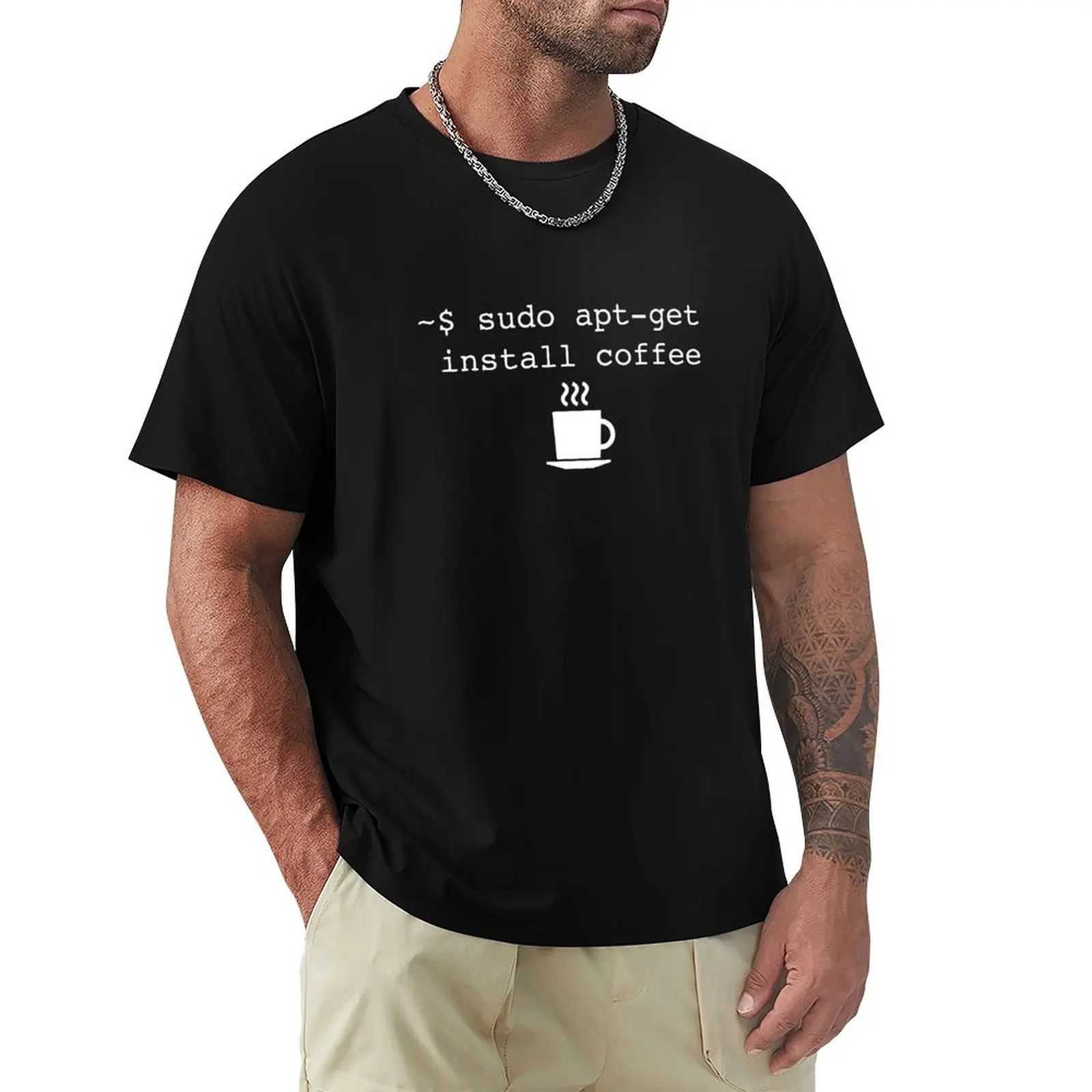 Command Line Coffee Install T-Shirt Plus Size Loose Fit T-Shirt