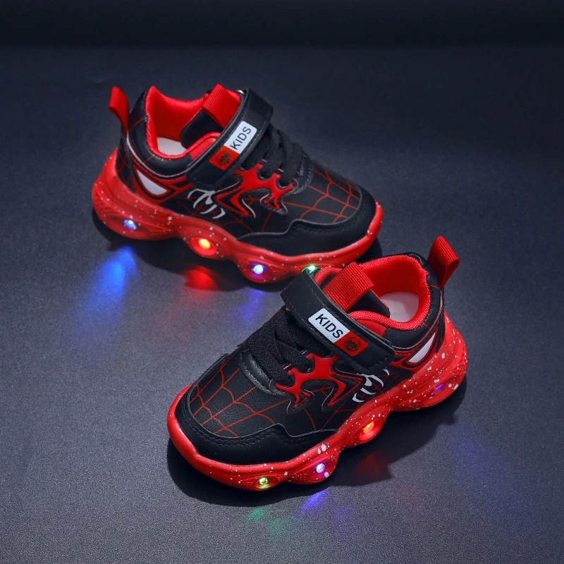 Led Light Shoes Kids Girls Casual Sneakers Spring Autumn Boys Children Cartoon Spiderman Toddler Sport Running Breathable Shoes