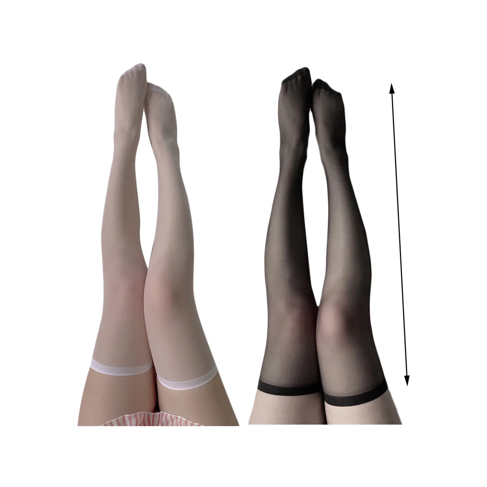 

Lolita high-top transparent stockings black and white two-color suit