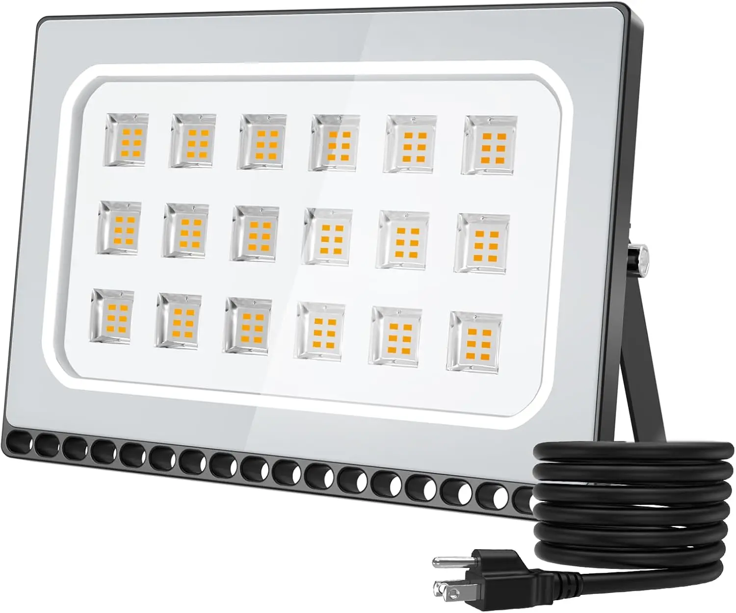 100W LED Flood Lights Outdoor, Waterproof IP65, 110V 10000LM Warm White 3000K, Super Bright Security Floodlights with US Plug