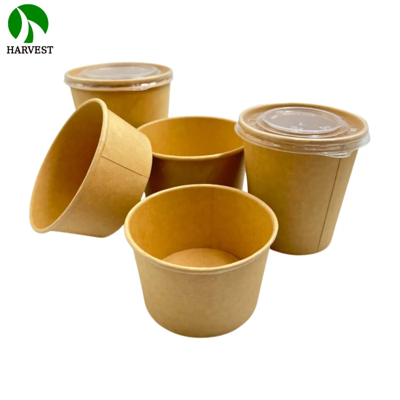 10 00piece.Custom.Eco Friendly Kraft Paper Soup Bowl Hot Cold Drink Dessert Packaging Food Grade Takeaway Disposable P