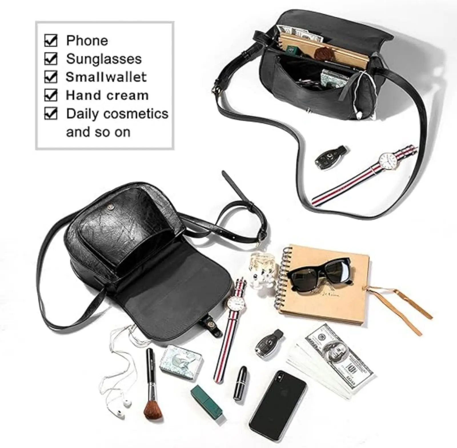 Nowe damskie torebki ze skóry Pu damskie wielofunkcyjne torby na ramię o dużej pojemności modne torby typu Crossbody dla pań torebka na telefon — zdjęcie 7
