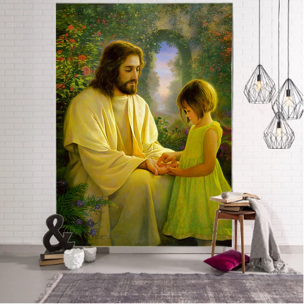 God Jesus Decorative Tapestry Mandala Boho Hippie Wall Tapestry for Home Bedroom Decorative Tapestry