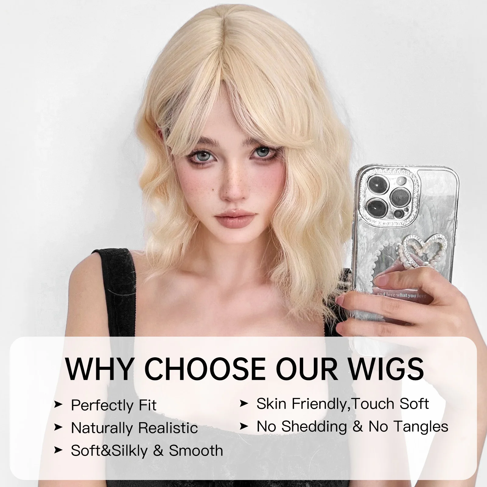 Beige Blonde Short Curly Wig Synthetic Blonde Bob Wigs with Bangs Christmas Cosplay Party Hair Wig for Women Heat Resistant