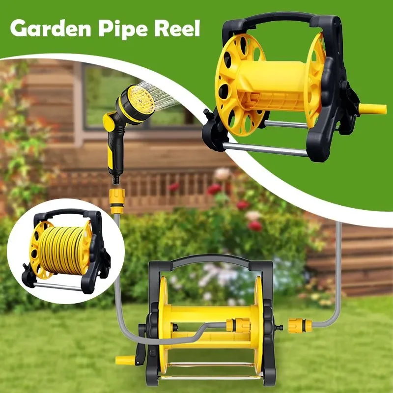 Heavy Duty Water Hose Storage Stand Cart Set Garden Hose Reel with Holder on Wheel 10m - 30m Garden Hose Reel