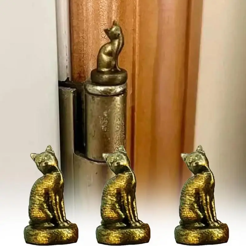 3PCS Cat Hinge Heads Magnetic Resin Animal Door Topper Decoration Cat Gargoyle Door Hinge Pin Heads Little Cat Hinge Head