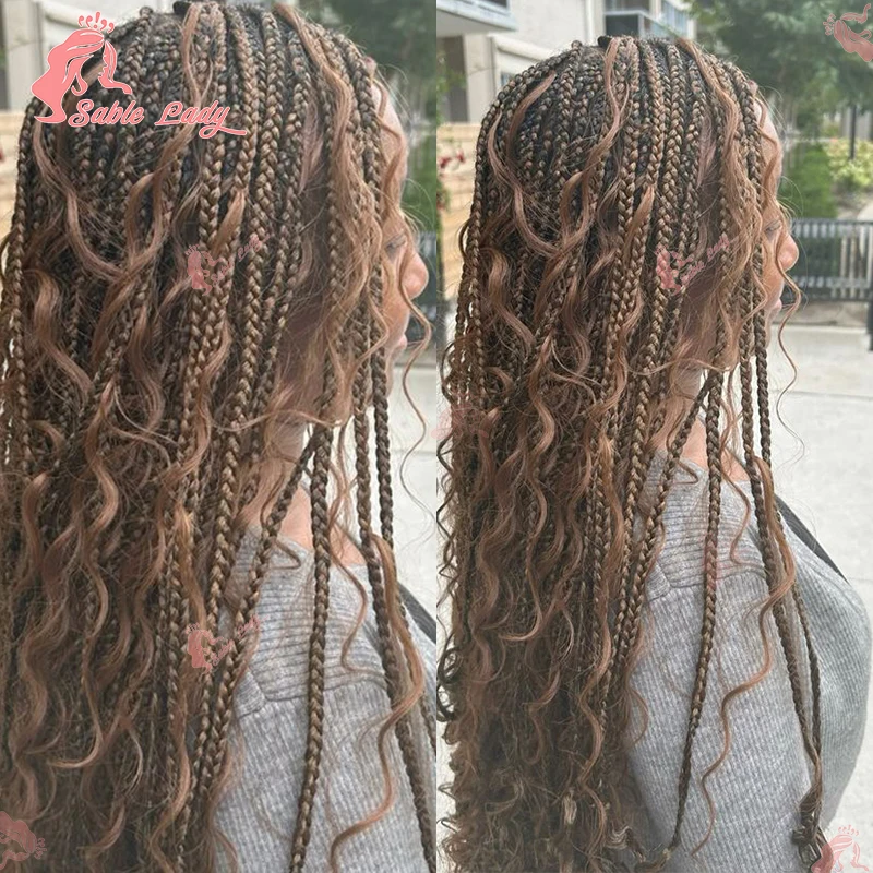 Synthetic Bohemian Braided Wigs For Black Women Boho Braids Lace Wigs Cheap Curly Wigs 36