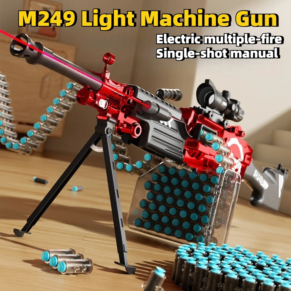 M249 Big Pineapple Electric Soft-Powder Rifle One Handed Auto Fire Long Range Light Machine Gun Children's Boy Toy Gun