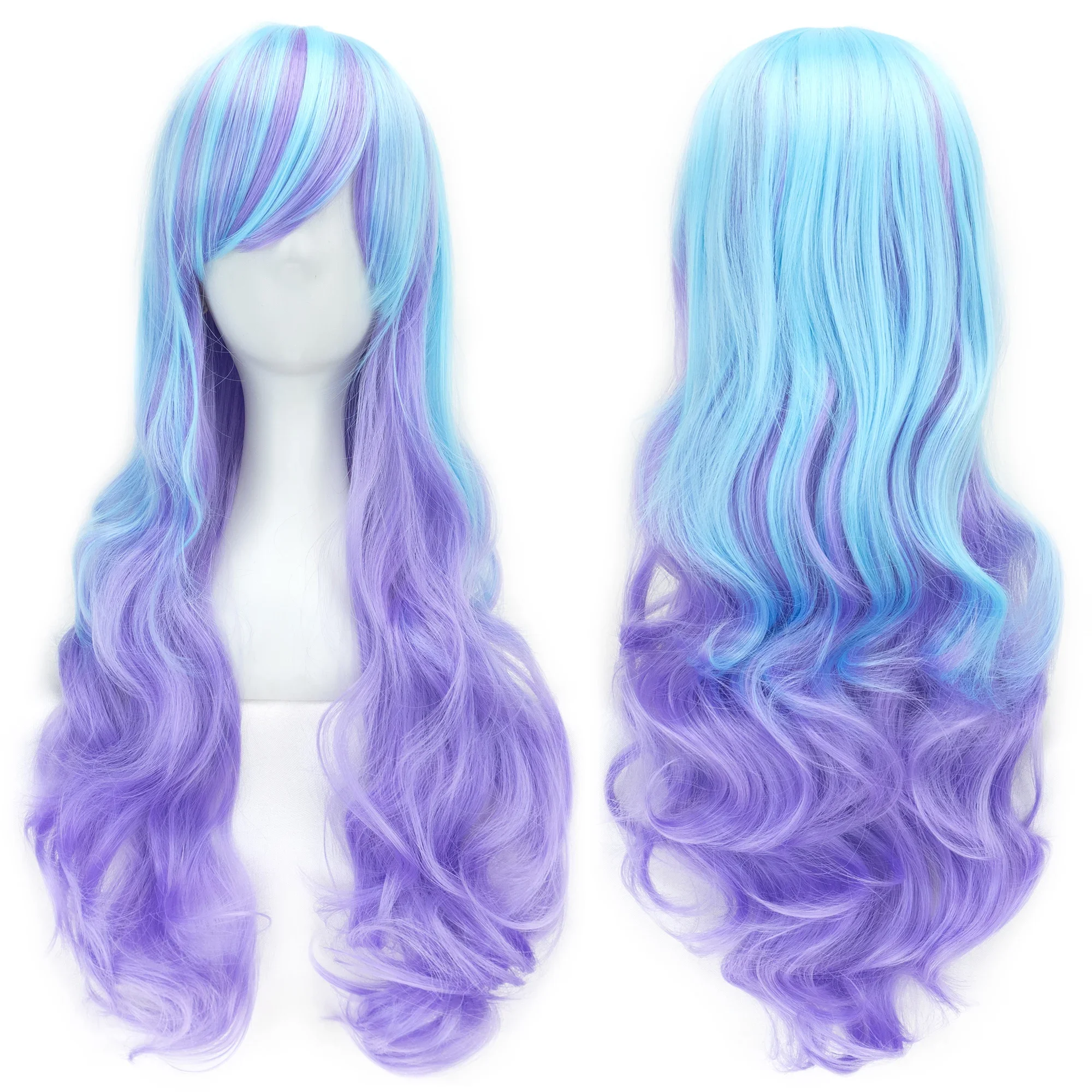 Soowee-Perucas de Cabelo Sintético Liso, Peruca Cosplay Ombre, Preto, Branco, Vermelho, 70cm