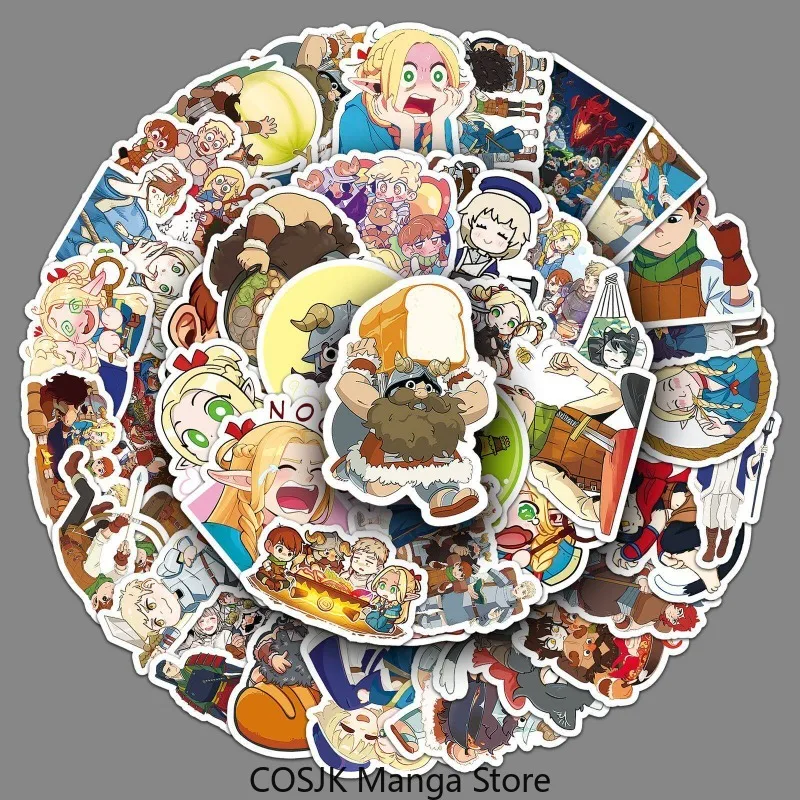 

Аниме-стикеры «Delicious in Dungeon» с Фоебусом, 50 шт., водонепроницаемые виниловые мем-наклейки для ноутбуков, багажа, бутылок, декоративные наклейки с мультяшными персонажами
