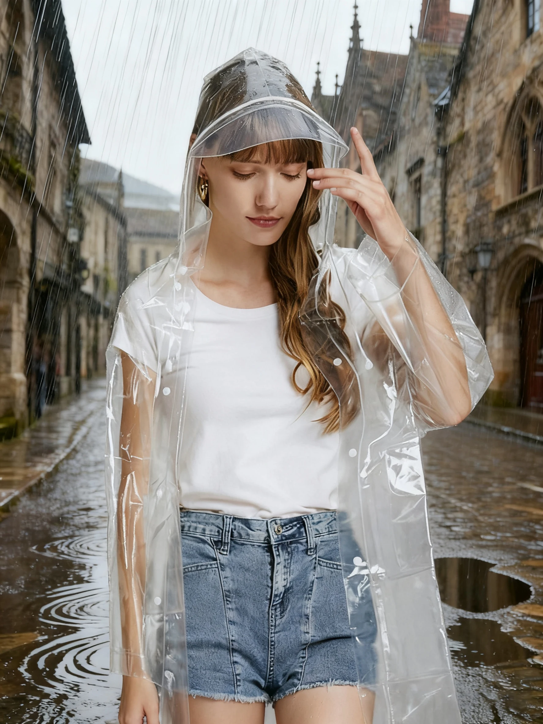 Transparent Solid Color Waterproof Raincoat - Adult Transparent Hooded Waterproof Poncho Suitable for Outdoor Activities, Raftin