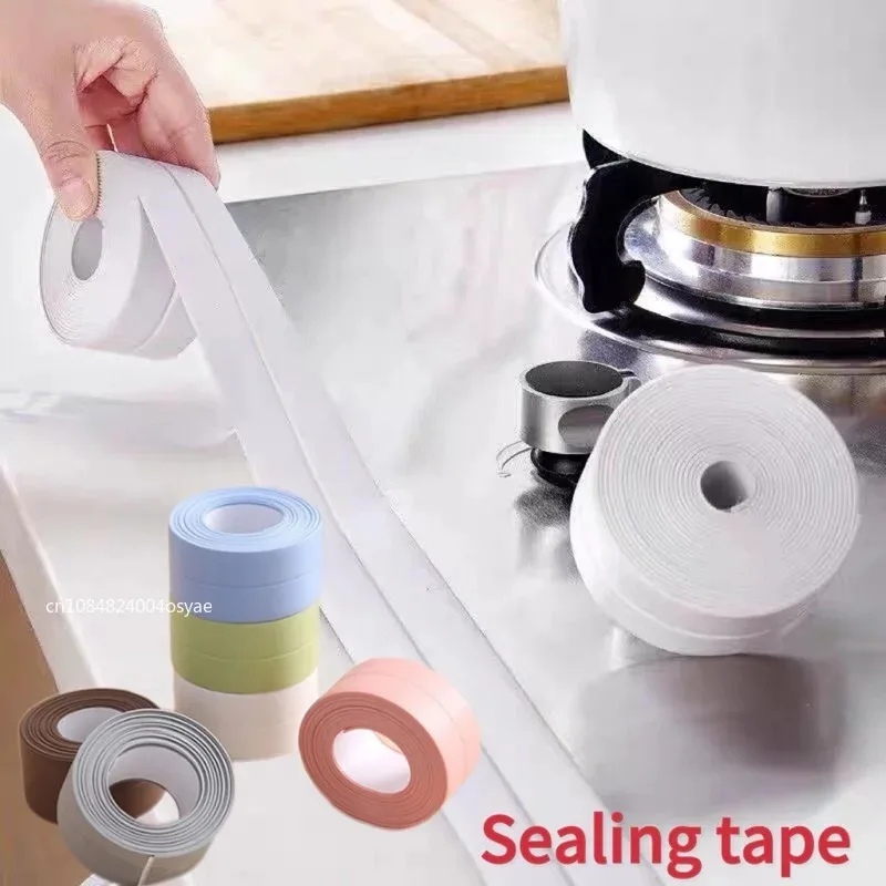1pc PVC Adhesive Sealing Bathroom Waterproof Wall Stickers Sealing Tapes Strips Sink Edge Tape Kitchen Bathroom Accessories